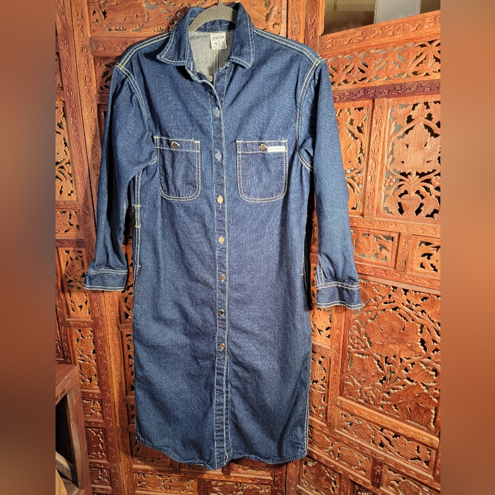 Vintage 80s / 90s Gitano Dark Wash Blue Jean Dress, Size 9
